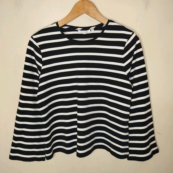 Chico's Striped Long Flare Sleeve Top - Picture 2 of 7